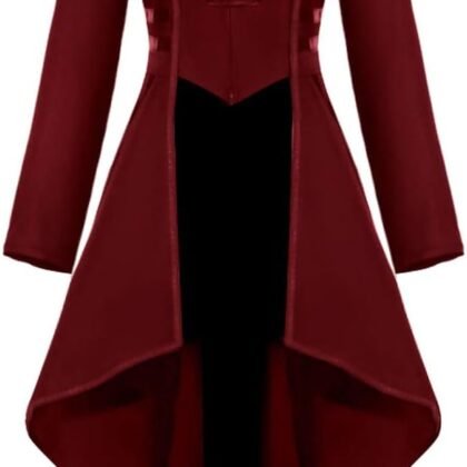 AI'MOURI Renaissance Gothic Tailcoat Halloween Costumes for Women, Medieval Steampunk Corset Victorian Tailcoat Jacket