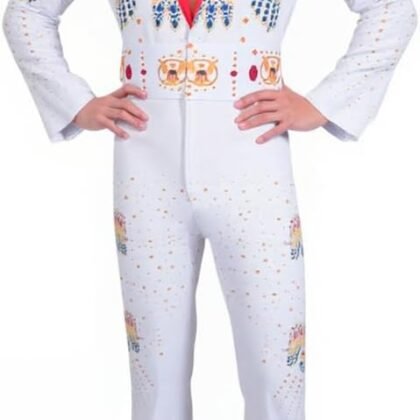 Mens 70s Aloha Elvis Costume Vegas Rock Star Jumpsuit