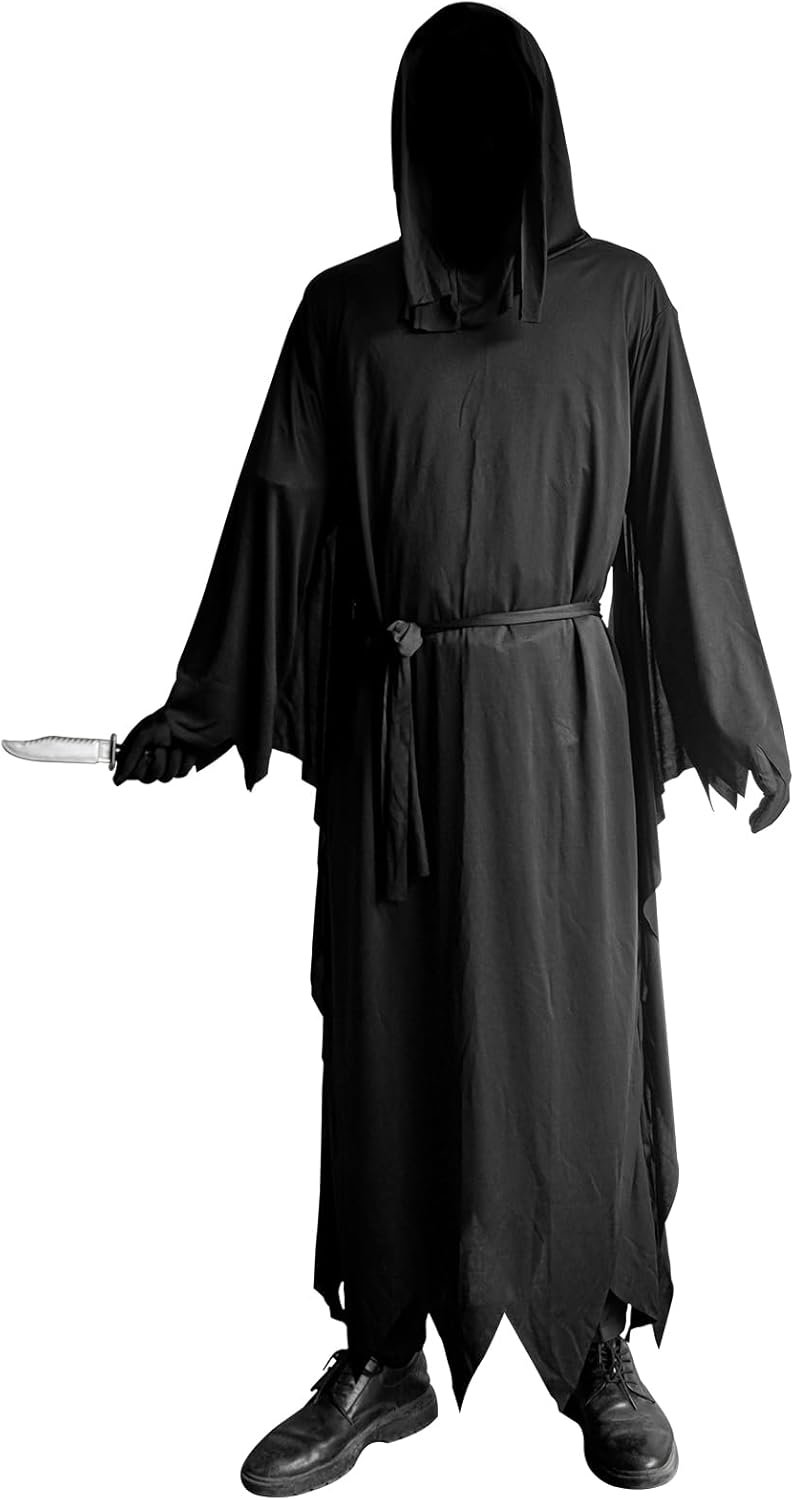 Unisex Halloween Costumes, Hooded Cloak, Cosplay Cloak Horror Robe Costume Halloween Tunic Hooded Robe