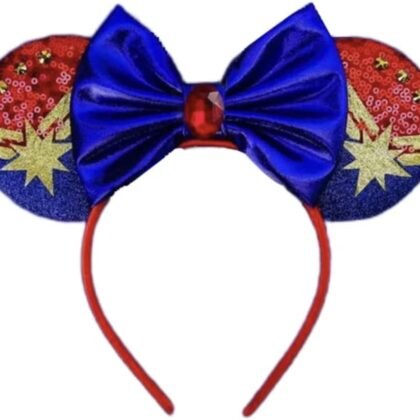 CLGIFT Super Hero Mickey Ears, Women Minnie, Flexible Headband, Sequin Mouse