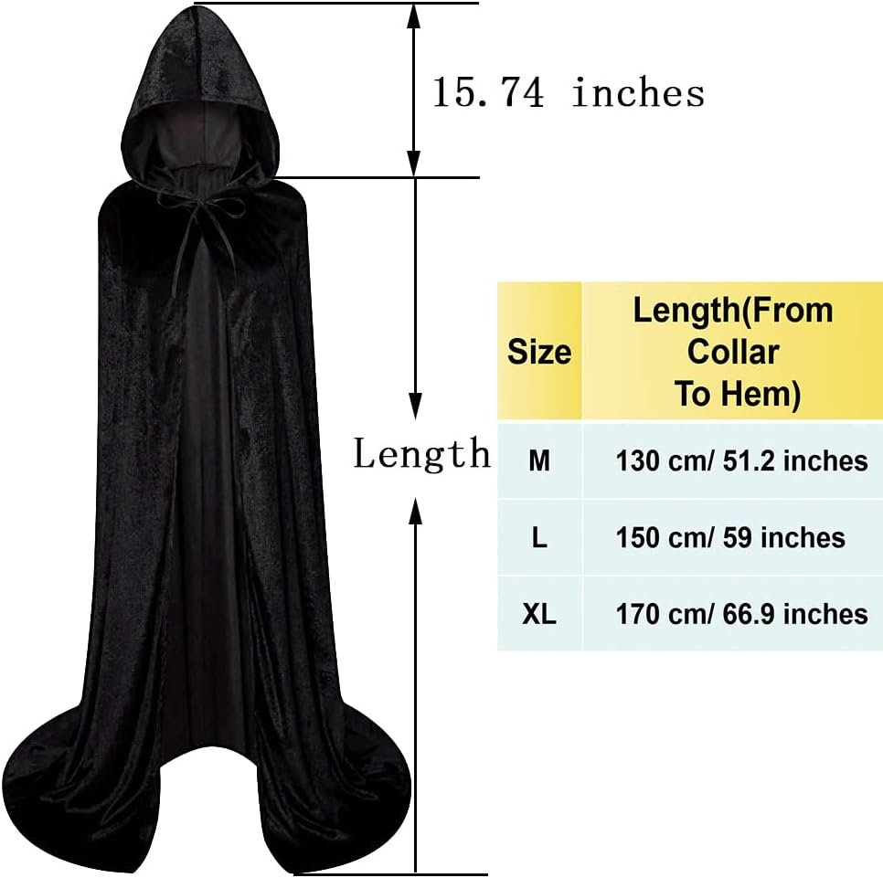Unisex Full Length Hooded Robe Cloak Long Velvet Cape Cosplay Costume - Image 5