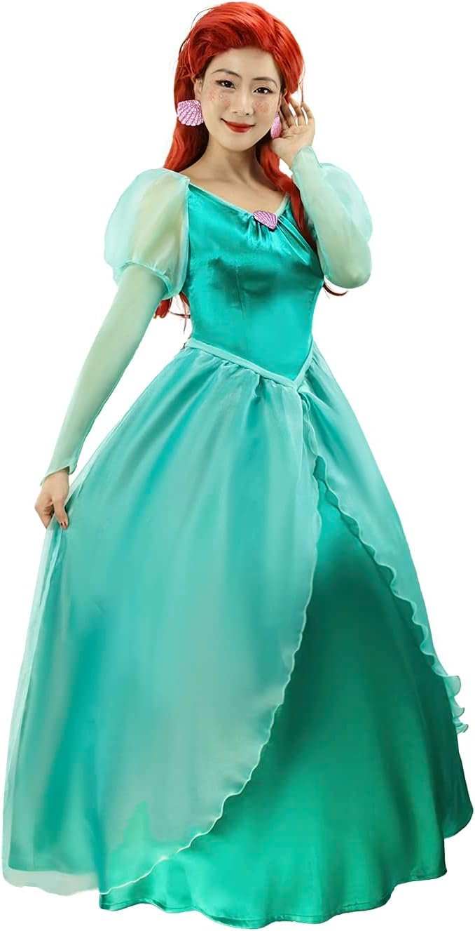 Naywig Mermaid Princess Dress Ariel Costume Halloween Party Cosplay Birthday Dress Up For Women