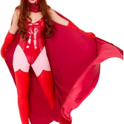 Cosplay.fm Women's Heroine Cosplay Bodysuit Costume with Cloak and Face Covering
