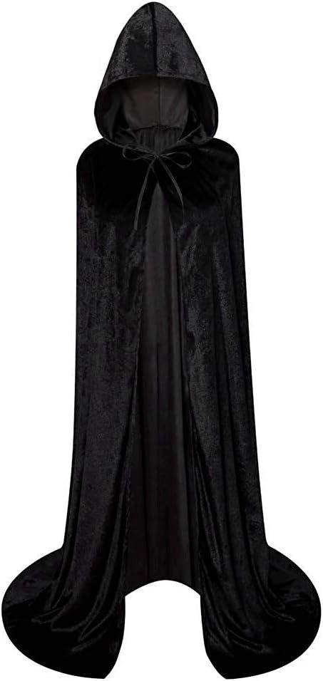 Unisex Full Length Hooded Robe Cloak Long Velvet Cape Cosplay Costume