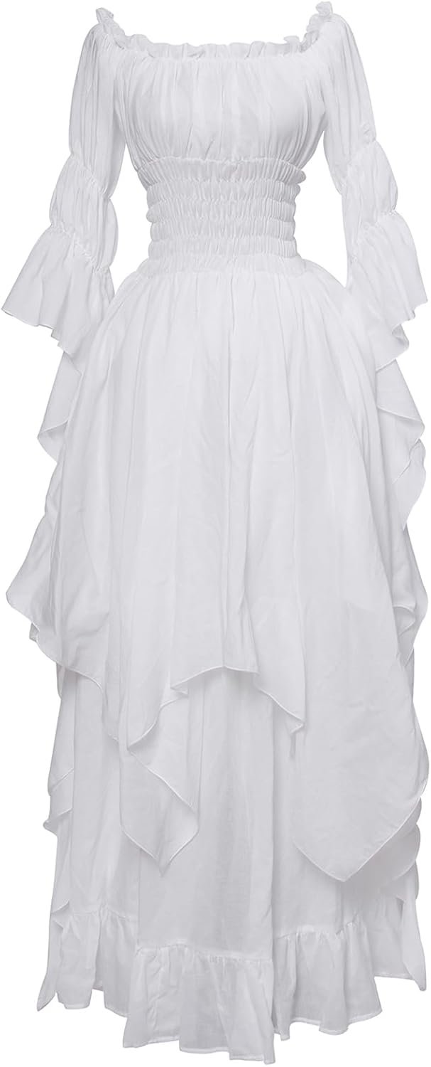 NSPSTT Victorian Dress Renaissance Costume Women Gothic Witch Dress Medieval Wedding Dress