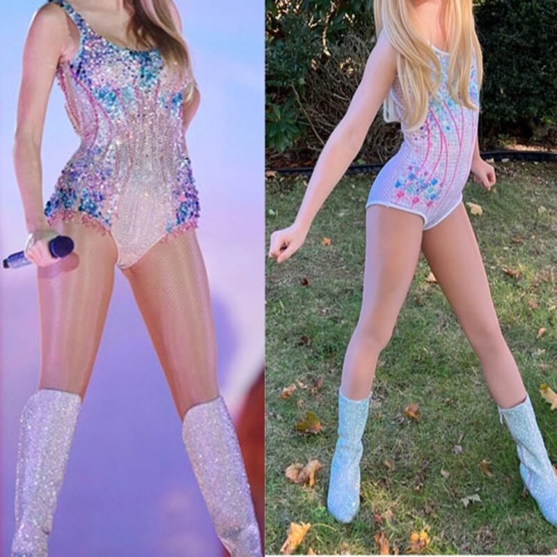 Concert Outfit for Little Girls Fans Sparkles Bodysuit Leotard Touring Musical Party Singer Costume - Image 3