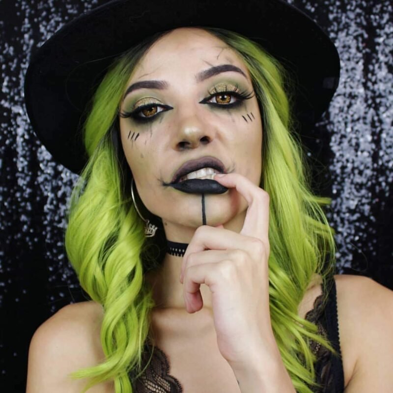 Ombre Green Wig Short Curly Bob Wig for Women Girls Matcha Green Wigs Beach Wave Hair Wigs 14 Inches | Compatible with Beetlejuice Costume, Gothic Cosplay Halloween Party Costume Accessories - Image 6