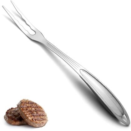 Meat Fork, Heavy Duty Stainless Steel Carving Cooking Fork, Grill Serving Fork for Slicing & Serving Roasts, Turkey, BBQ – Comfortable Non-Slip Grip, Kitchen & Grill Essential