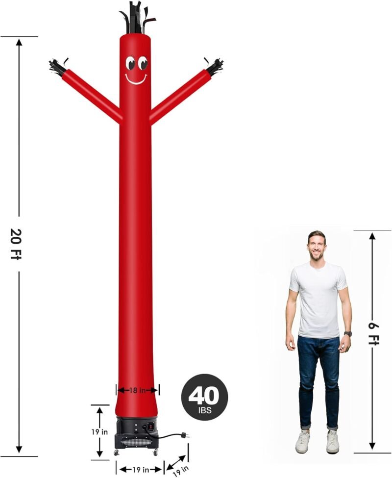 MOUNTO 20ft Air Inflatable Tube Guy Puppet Dancing Man with 1HP Blower Complete Set (Red) - Image 2