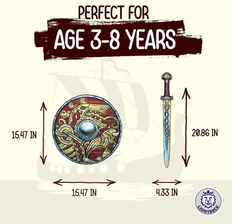 Liontouch - Viking Foam Sword & Shield | for Kids Aged 3-8 Years | Chief Harald’s Medieval Set for Little Warriors & Berserker’s Pretend Play | Safe Weapon Accessories for Boys’ Dress Up & Costumes - Image 4