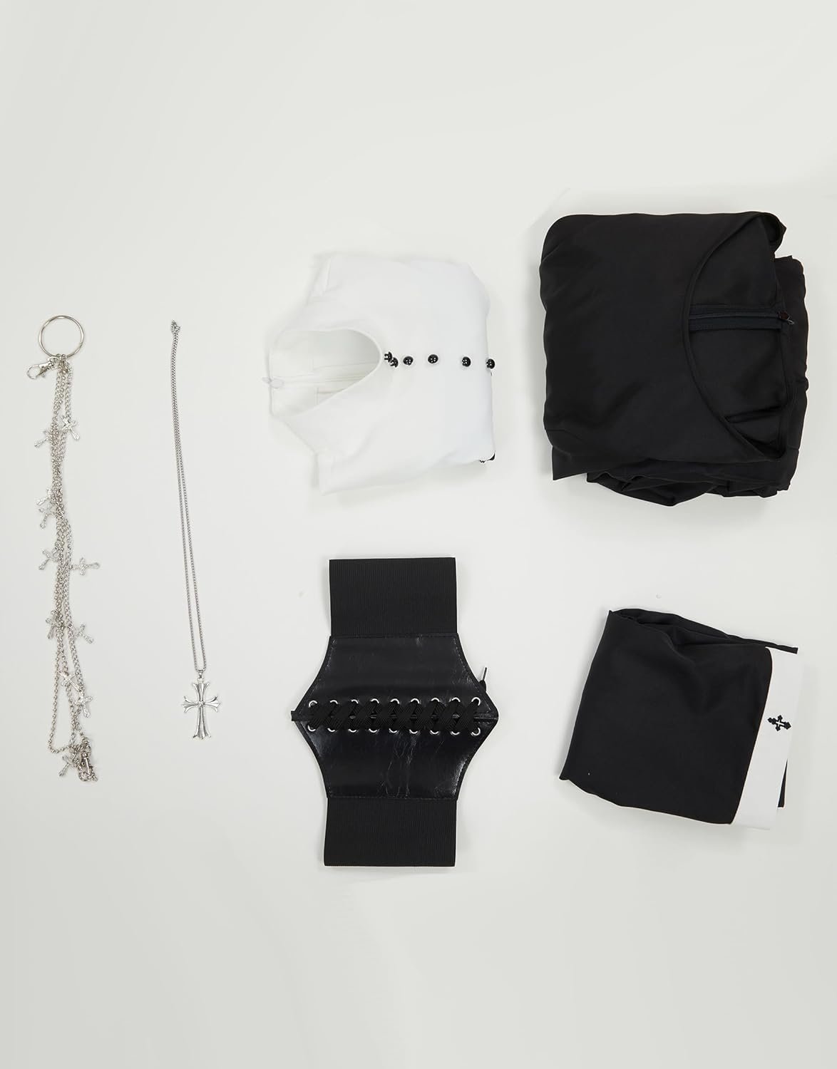 miccostumes Women's Costume Nun Cosplay Gothic Dress Retro Black Long Dress with Shawl and Necklace Waist Belt Halloween - Image 7