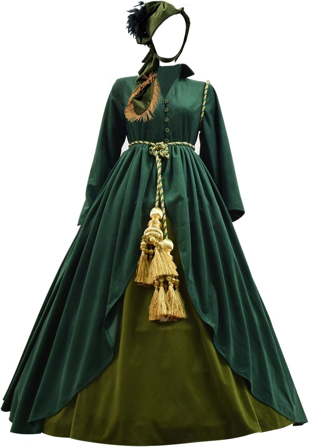 Classic Movie Gone Wind Scarlett Costume Women Green Fancy Dress Costume - Image 2