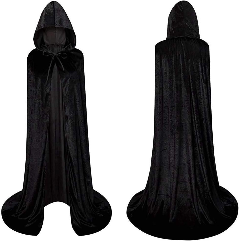 Unisex Full Length Hooded Robe Cloak Long Velvet Cape Cosplay Costume - Image 4