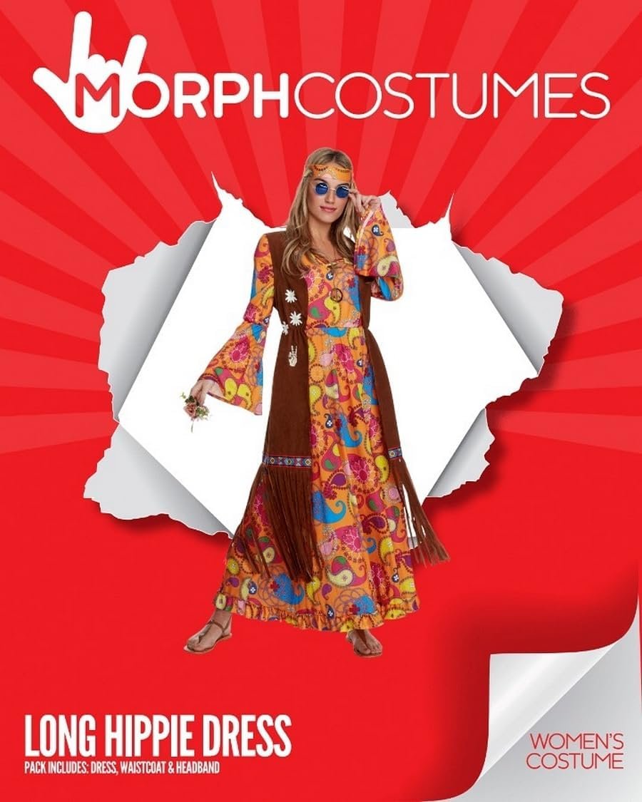 Morph Hippie Costume Women, 70s Costume For Women, 70s Long Dress, Womens 60s Halloween Costumes, Womens Halloween Costumes - Image 6