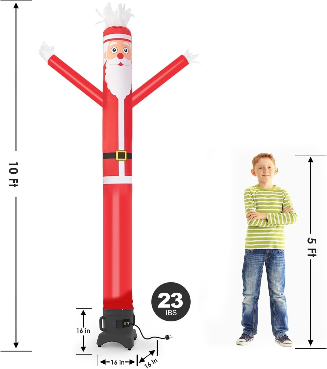 MOUNTO 10ft Inflatable Dancer Waving Tube Man Puppet for Store Sign (Santa) - Image 2