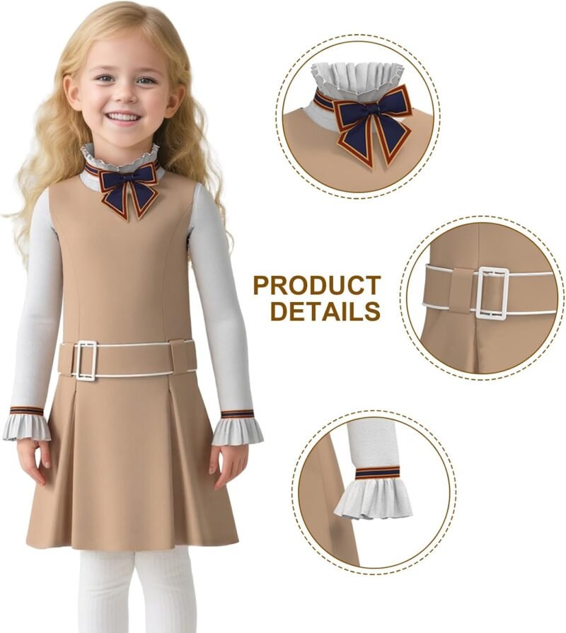 Kids Robot Doll Movie Costume Girls Megan Dress with Long Sleeve Top Bow Tie Belt Stockings Birthday Halloween Cosplay - Image 5