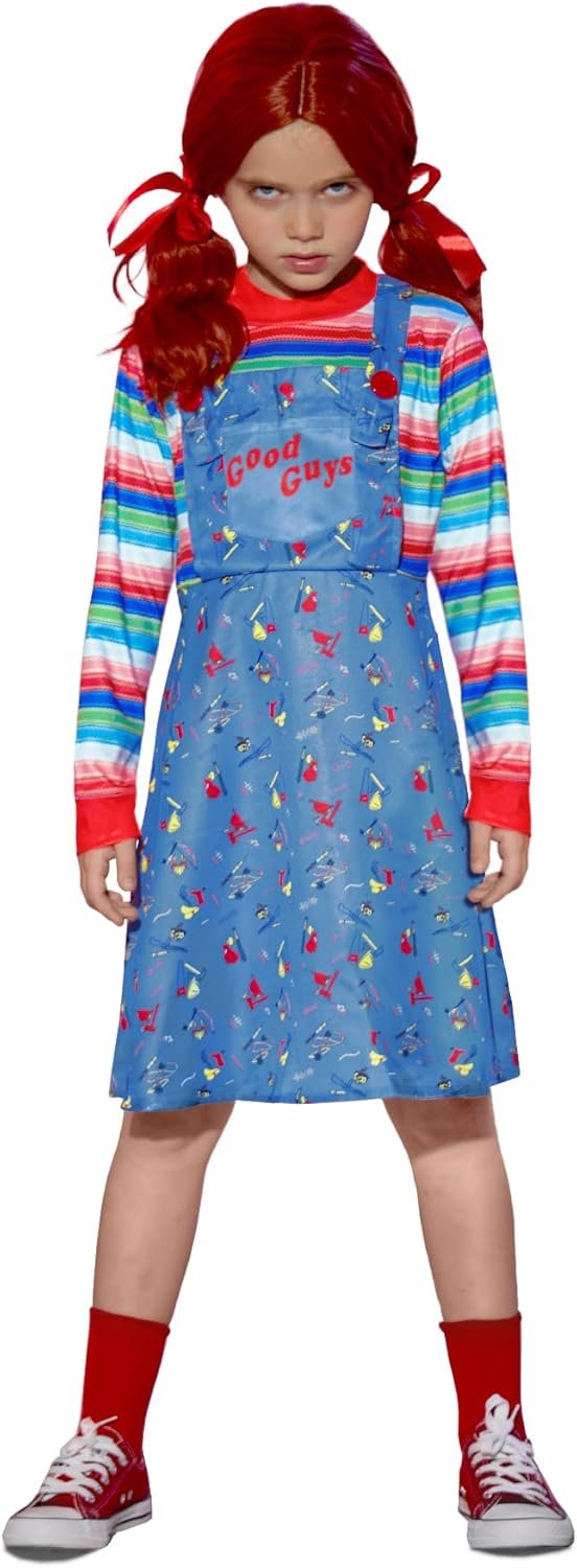 BesserBay Girl's 4PCS Halloween Costume Set Horror Killer Dress Up Mock Two-Piece 2-12 Years