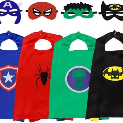 Superhero Capes for Kids,Hero Capes and Masks Fit for 4-12years old boy and girls Dress up and Holiday Costumes.