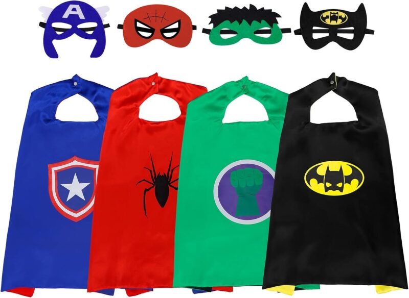 Superhero Capes for Kids,Hero Capes and Masks Fit for 4-12years old boy and girls Dress up and Holiday Costumes.