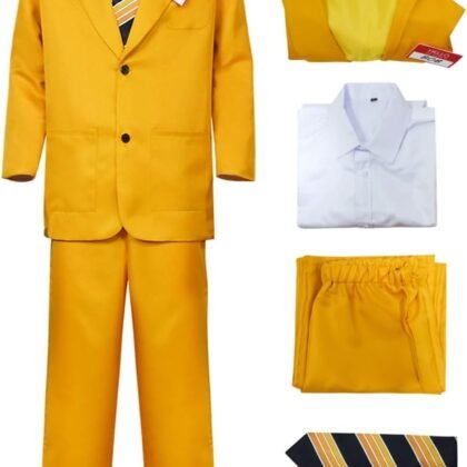 Vaianie Mens Bob Cosplay Beetle Costume Men Yellow Suit The Shrinker Bob Costume Halloween Movies Character Costume