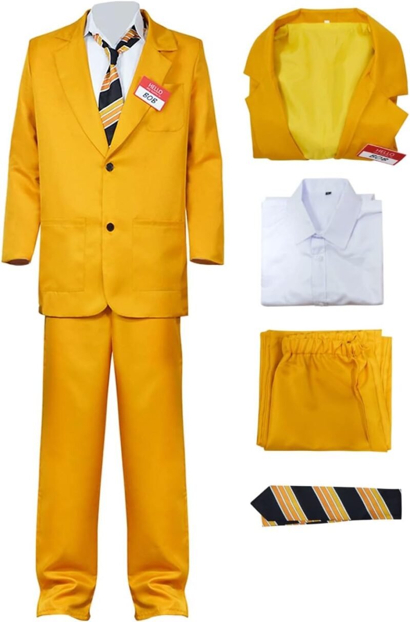 Vaianie Mens Bob Cosplay Beetle Costume Men Yellow Suit The Shrinker Bob Costume Halloween Movies Character Costume