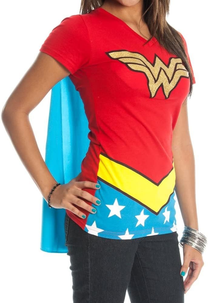 Wonder Woman Glitter Logo Juniors Costume Cosplay Cape T-Shirt Tee Shirt DC Comics - Image 3