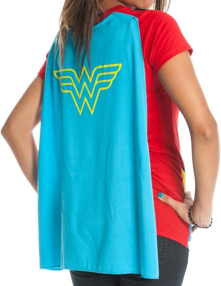 Wonder Woman Glitter Logo Juniors Costume Cosplay Cape T-Shirt Tee Shirt DC Comics - Image 2