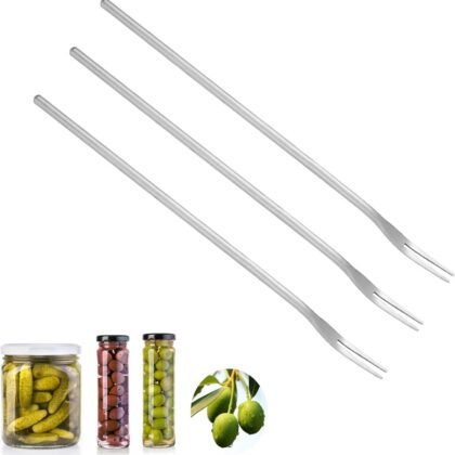 Asanta 3 PCS Pickle Fork, 8.6 Inch Pickle Forks for The Jar, Long Handle Olive Fork, Stainless Steel Cocktail Forks, Pickle Picker, Dessert Fruit Forks