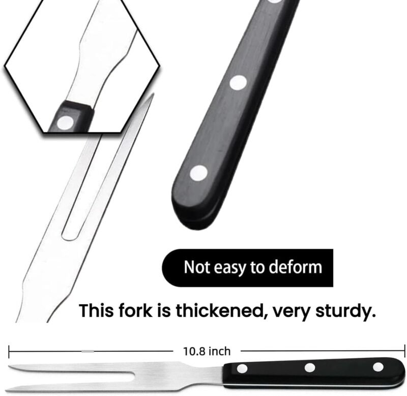 Meat Cooking Fork Stainless Steel Fork - 10.8" Metal Serving Forks for Meat Carving Heavy Duty Two Prong Meat Fork for Grill Lifting Barbecue Fork - Image 3
