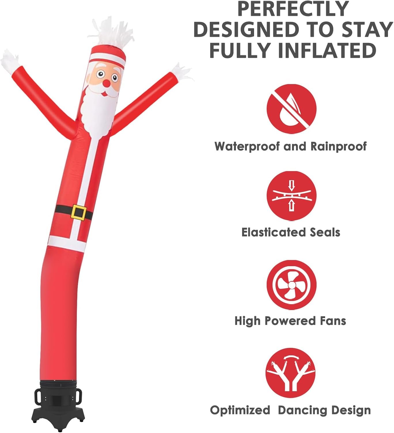 MOUNTO 10ft Inflatable Dancer Waving Tube Man Puppet for Store Sign (Santa) - Image 6