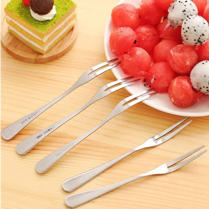 Crab Stainless Steel Forks,Escargot Fork 2 Prong Tasting Appetizer Forks Portable Cocktail Salad Fruit Forks for Party Travel,Set of 10, 5 Inches (10 Pcs) - Image 4