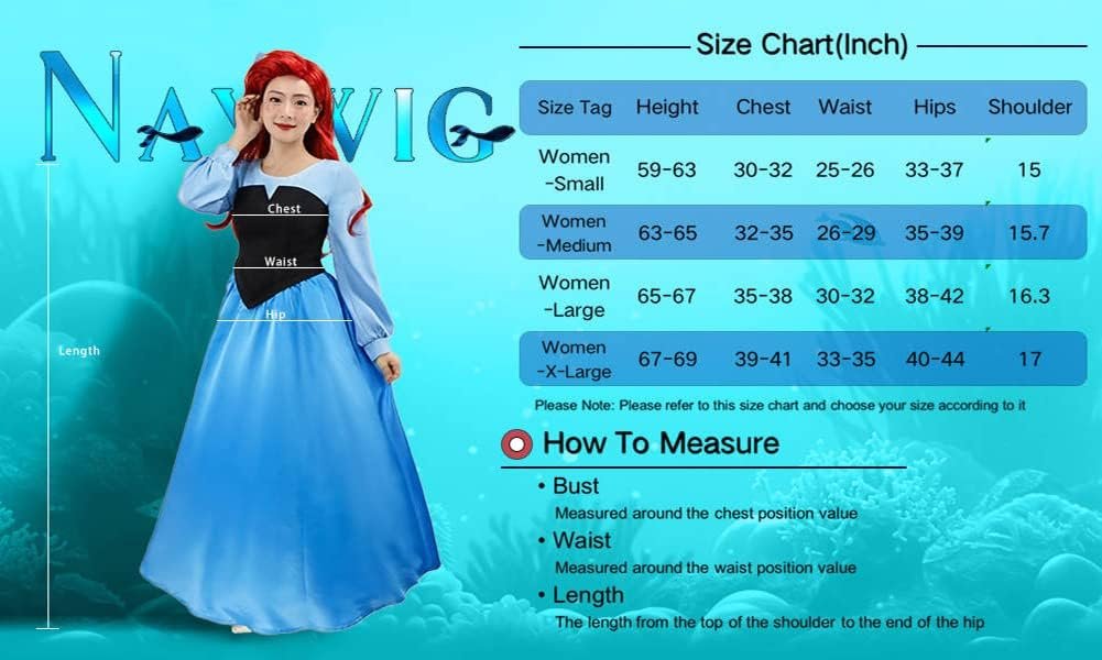 Naywig Mermaid Princess Dress Ariel Costume Halloween Party Cosplay Birthday Dress Up For Women - Image 6