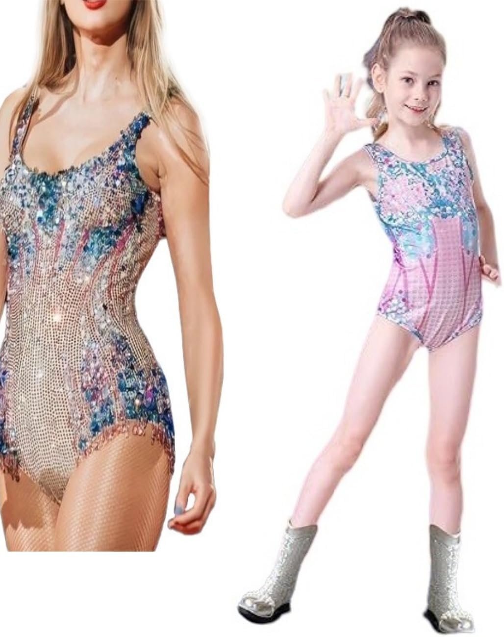 Xefenki Girls Singer Lover Concert Bodysuit Folklore Outfits Costume Halloween Cosplay 3-12Y - Image 2