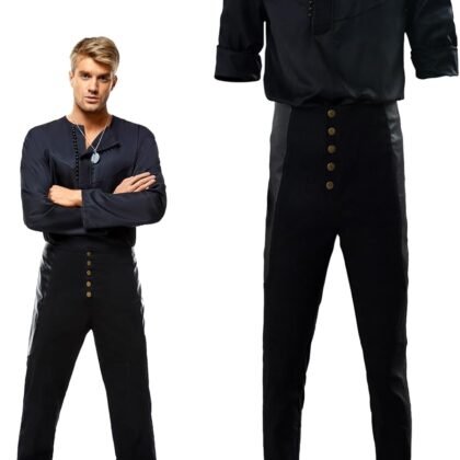 Adult White Wolf Costume Outfit Shirt Pants Cosplay Costume