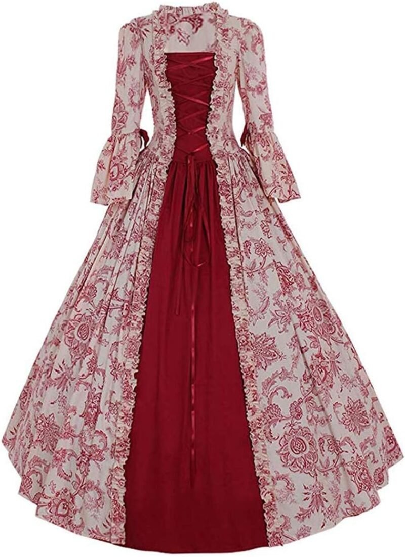 1791's lady Women's Victorian Rococo Dress Temperament Palace Evening Dress Inspiration Maiden Horn Sleeve Costume