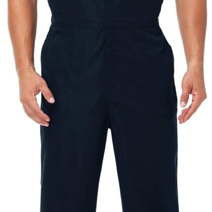 AOBUTE Men Halloween Mechanic Jumpsuit Short Sleeve Zipper Solid Color Coveralls