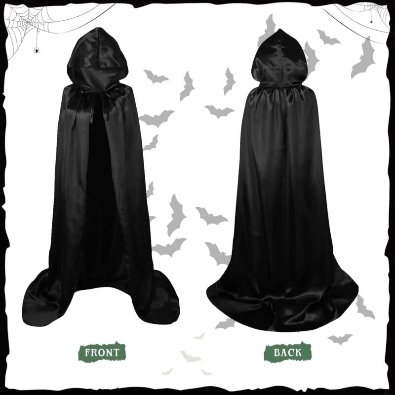 Witch Costume for Women Halloween Cosplay with Hooded Cape Witch Hat Gloves Socks Cosplay Props Party Outfits - Image 3
