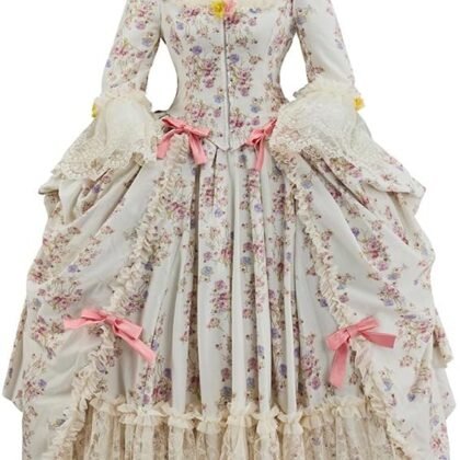 Willyacos Floral 18th Century Royal French Women Queen Marie Antoinette Costume Georgian Dress Victorian Rococo Ball Gown
