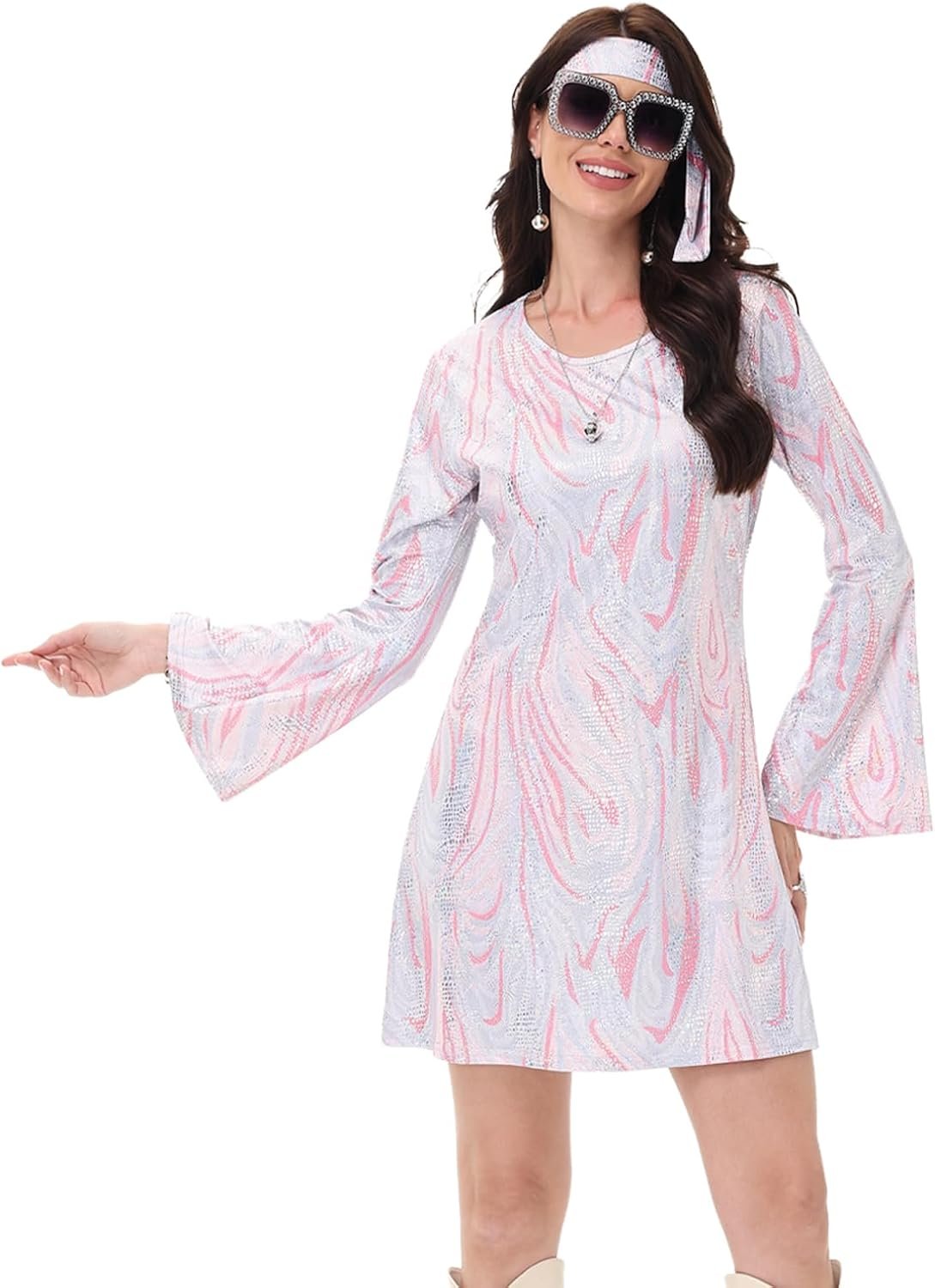 70s Disco Outfit Women - Vintage Sequin Go Go Dance Dress Costume - Shiny Disco Dress for 70's Theme Parties - Image 4