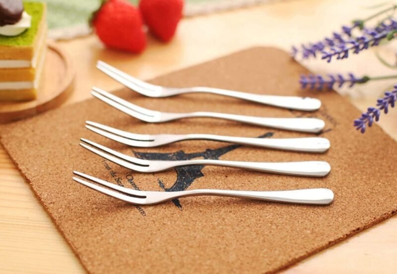 Crab Stainless Steel Forks,Escargot Fork 2 Prong Tasting Appetizer Forks Portable Cocktail Salad Fruit Forks for Party Travel,Set of 10, 5 Inches (10 Pcs) - Image 3