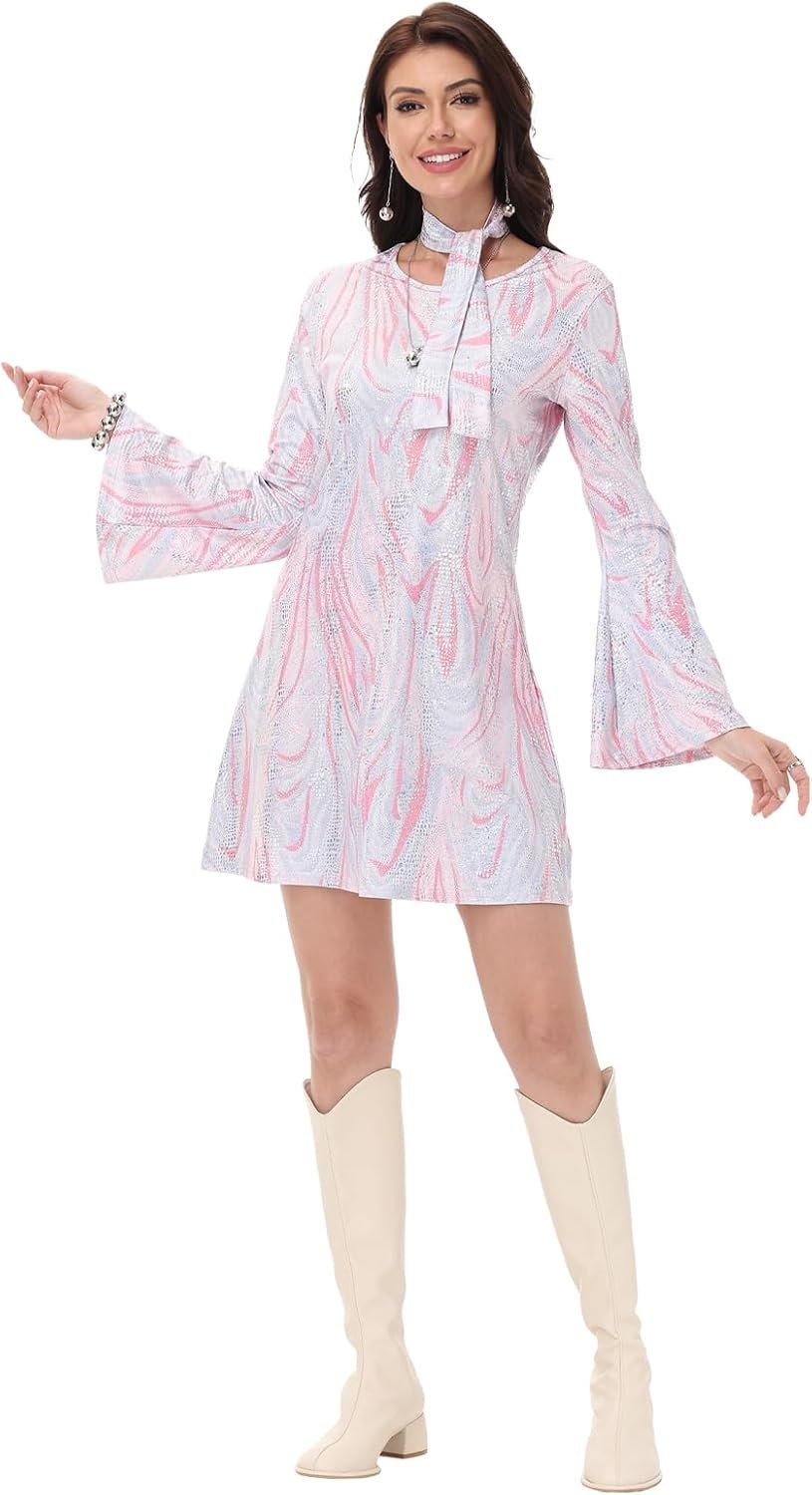 70s Disco Outfit Women - Vintage Sequin Go Go Dance Dress Costume - Shiny Disco Dress for 70's Theme Parties - Image 5