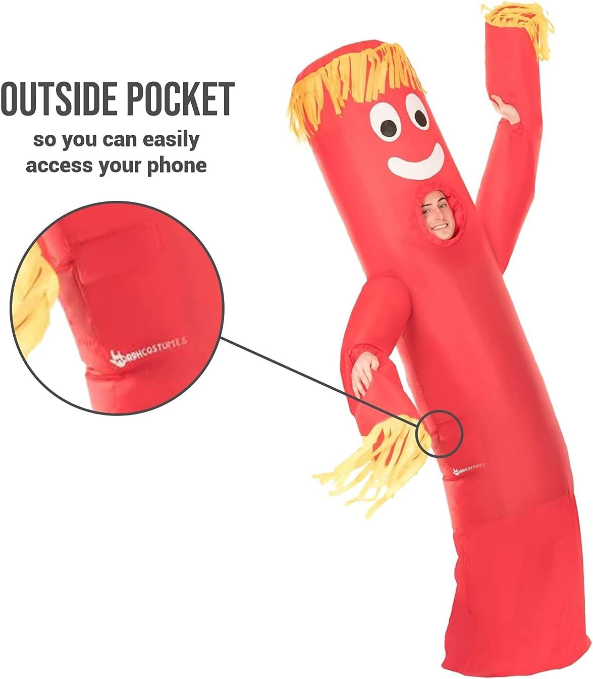 Morph Inflatable Tube Man Costume Adult, Wacky Inflatable Tube Man Costume, Halloween Costumes for Men - Image 4