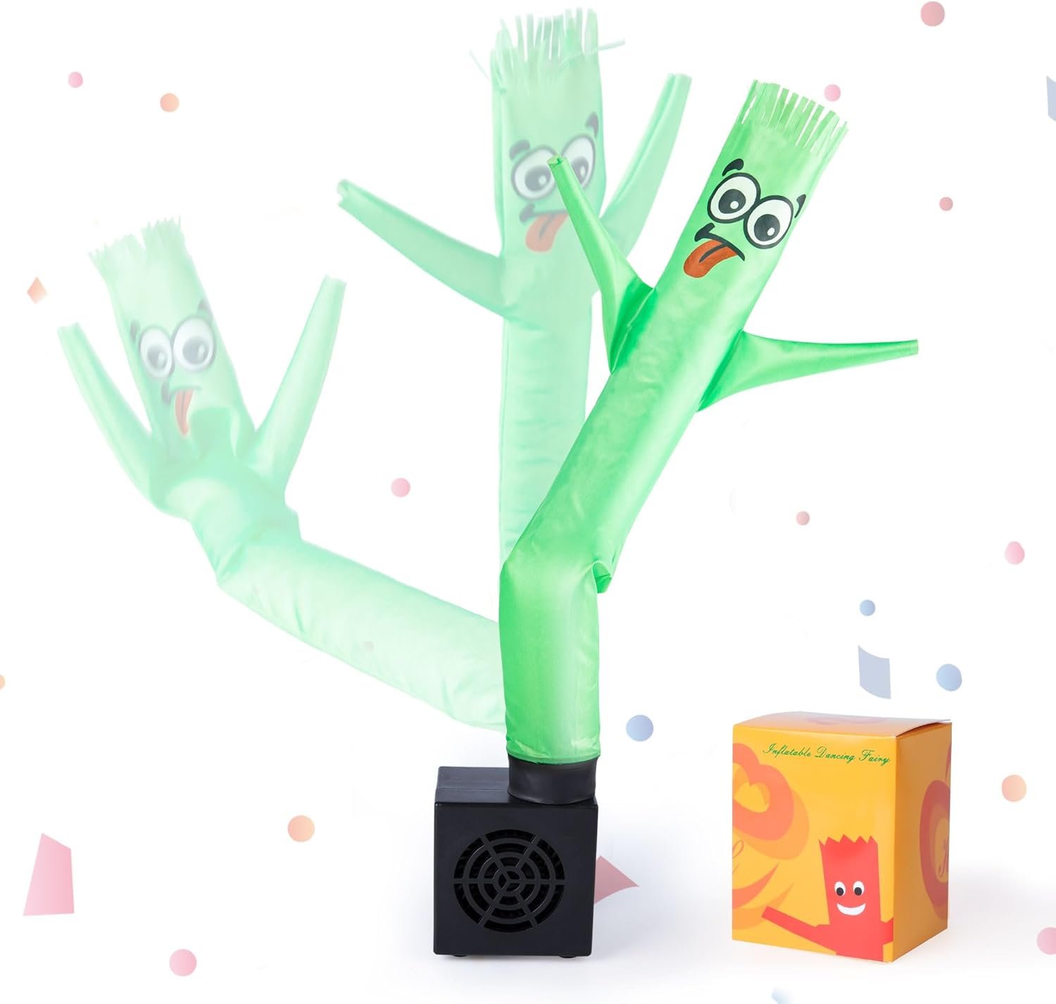 Mini Wacky Waving Inflatable Tube Guy Prank Office Humor Mini Inflatable Tube Man with Blower and USB Powered for Store Fronts Parties Home Decor Birthday Gift-Green