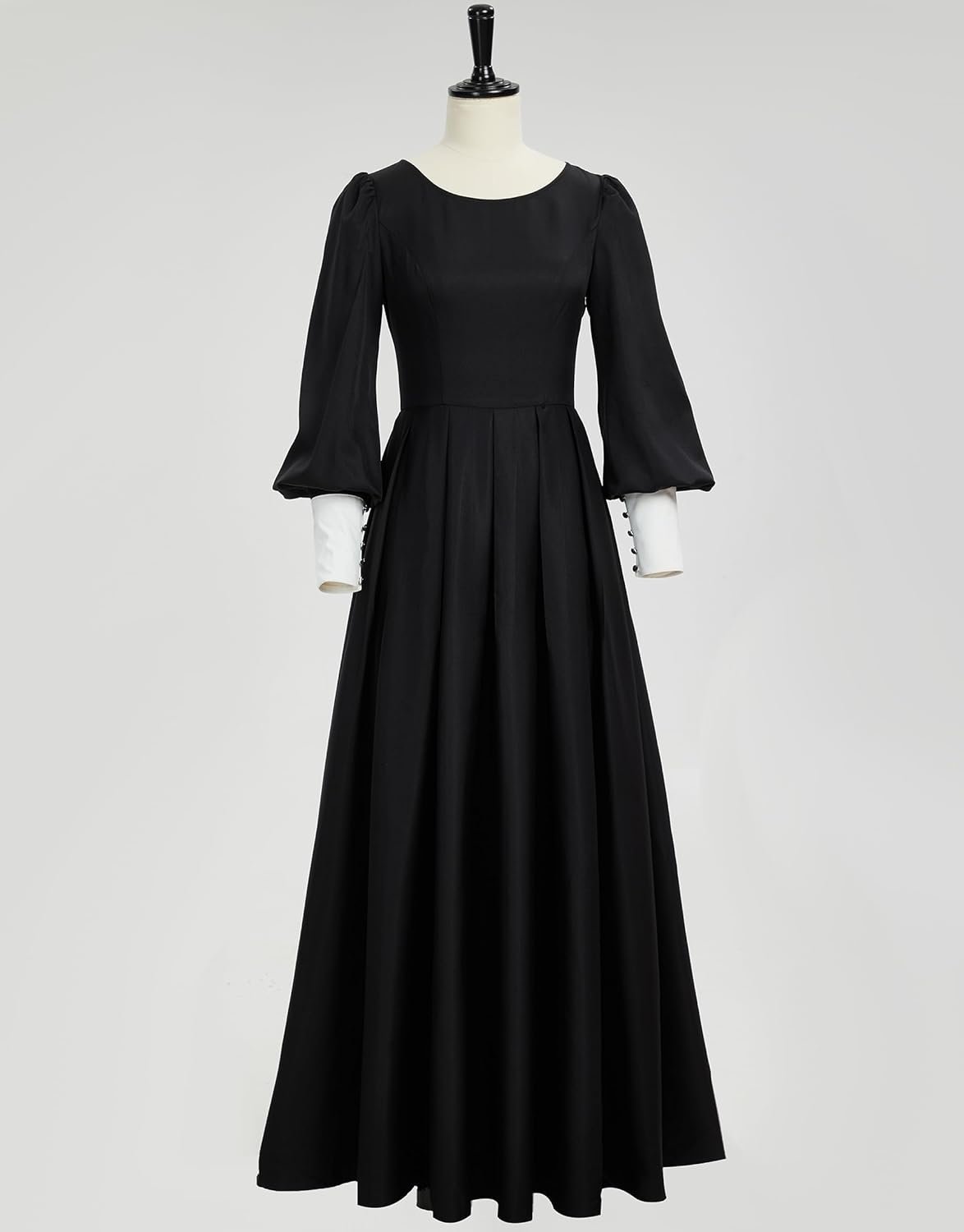 miccostumes Women's Costume Nun Cosplay Gothic Dress Retro Black Long Dress with Shawl and Necklace Waist Belt Halloween - Image 3