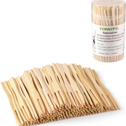 Mini Bamboo Forks 3.5 inch, Cocktail Forks Appetizer Forks, Small Wood Forks for Fruit, Disposable Tiny Food Picks for Party，Charcuterie Supplies Accessories, Wooden Toothpicks Fork. 110 PCS
