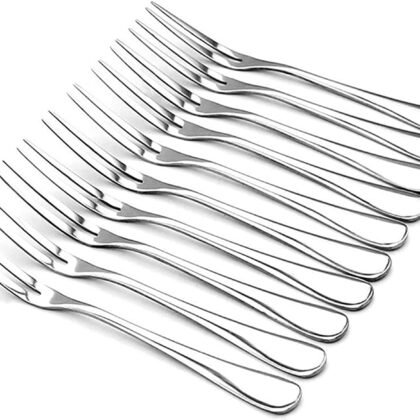 Crab Stainless Steel Forks,Escargot Fork 2 Prong Tasting Appetizer Forks Portable Cocktail Salad Fruit Forks for Party Travel,Set of 10, 5 Inches (10 Pcs)