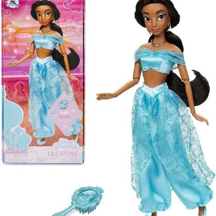 Disney Store Official Disney Princess Classic Doll (Jasmine from Aladdin), 11 Inches, Includes Brush with Molded Details, Fully Posable Toy in Classic Outfit - Disney Princess Toys for Girls