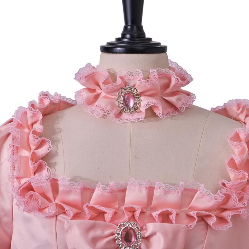 MelangCos Women's 18th Century Rococo Costume Marie Antoinette Pink Princess Dress Court Ball Gown - Image 5