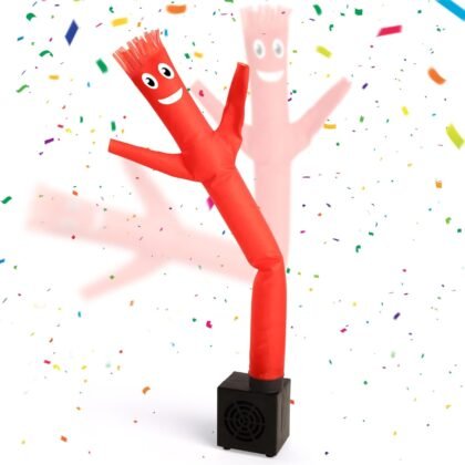 Mini Wacky Waving Inflatable Tube Guy with Blower - Funny Mini Inflatable Tube Man Desktop Decor White Elephant Gift for Birthday Store Displays Parties Office Pranks(Red)