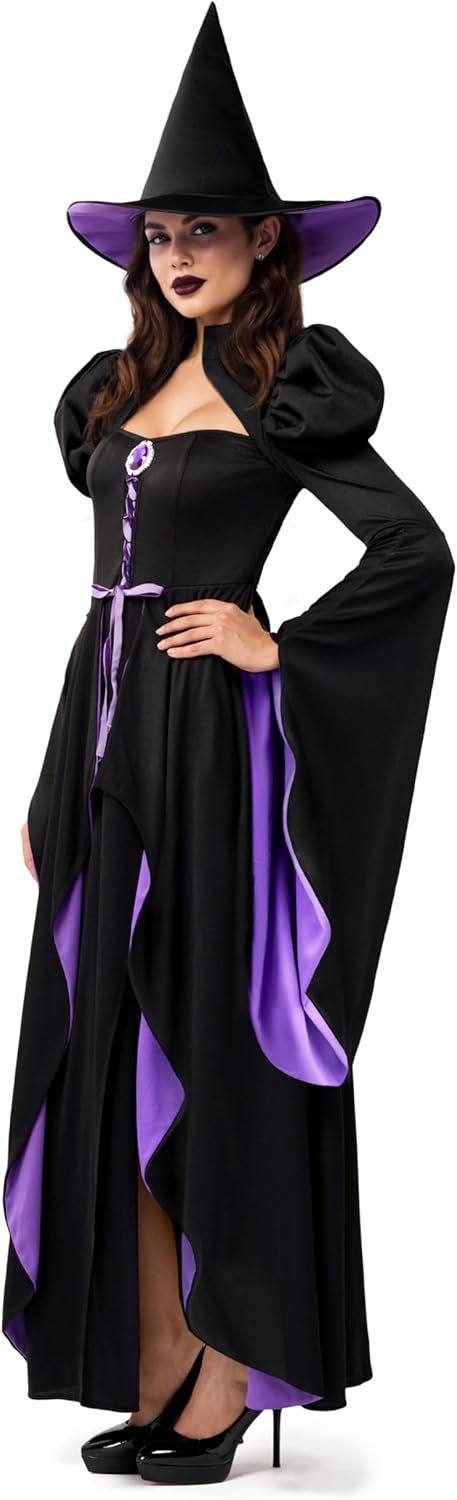 Spooktacular Creations Classic Witch Womens Halloween Costumes 2025, Costume with Witch Dress Hat Accessory for Cosplay - Image 4